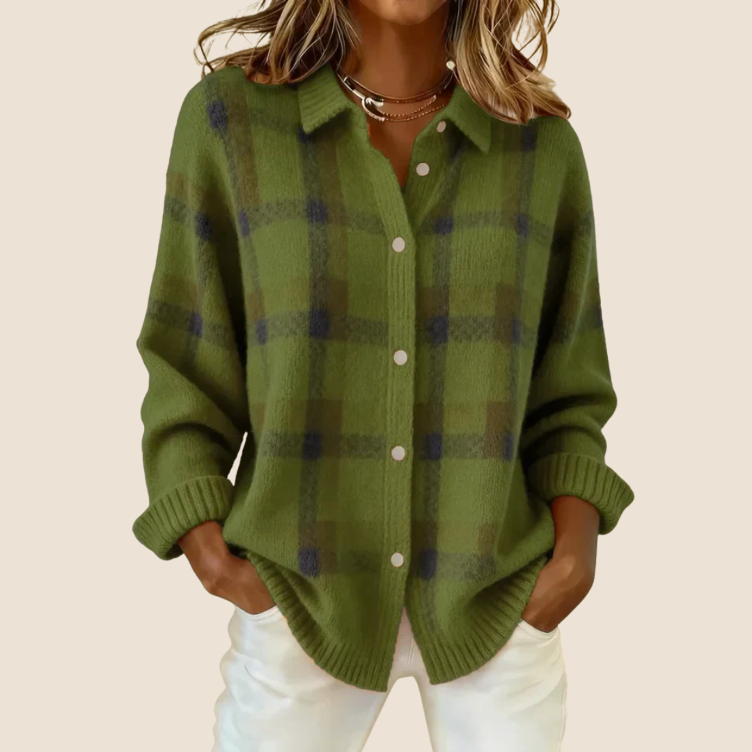 Vivienne Ingham Check Knit Cardigan