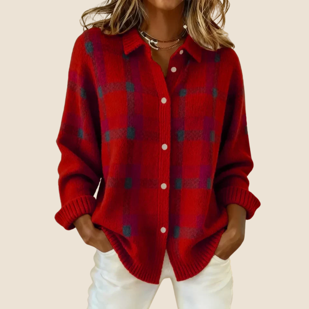 Vivienne Ingham Check Knit Cardigan