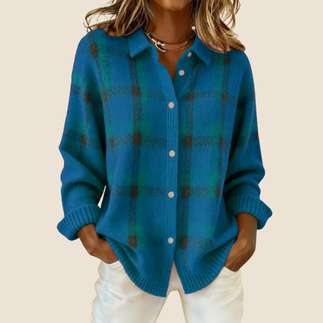 Vivienne Ingham Check Knit Cardigan