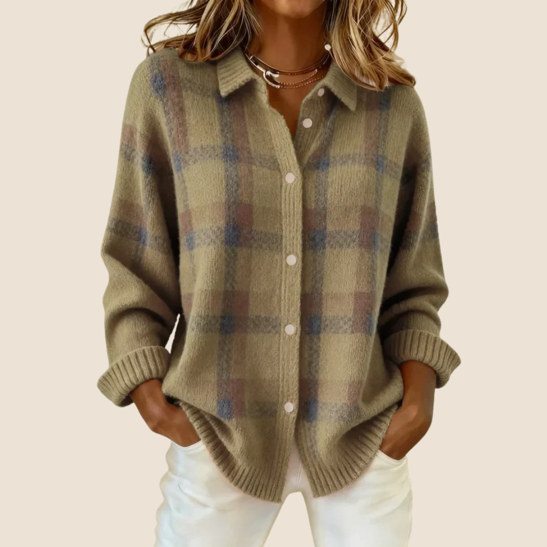Vivienne Ingham Check Knit Cardigan