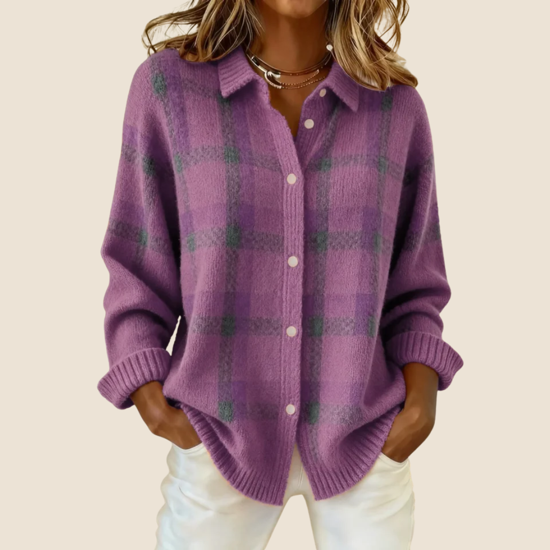 Vivienne Ingham Check Knit Cardigan