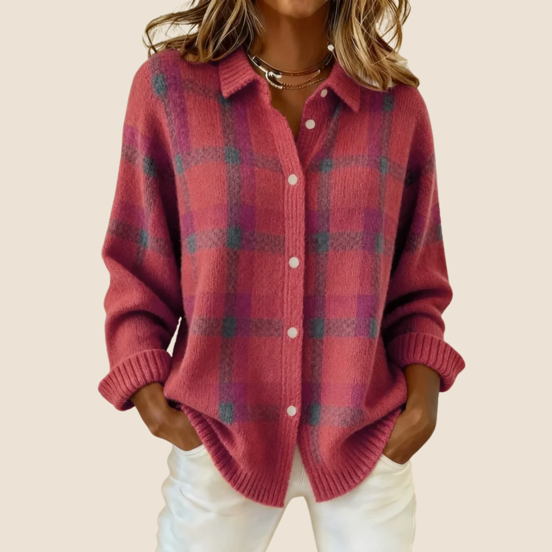 Vivienne Ingham Check Knit Cardigan