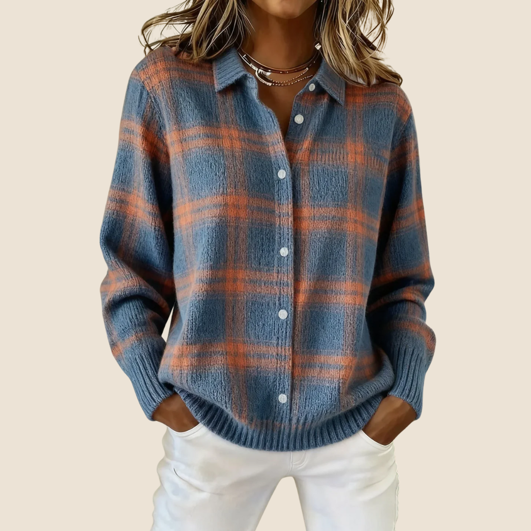 Vivienne Ingham Check Knit Cardigan