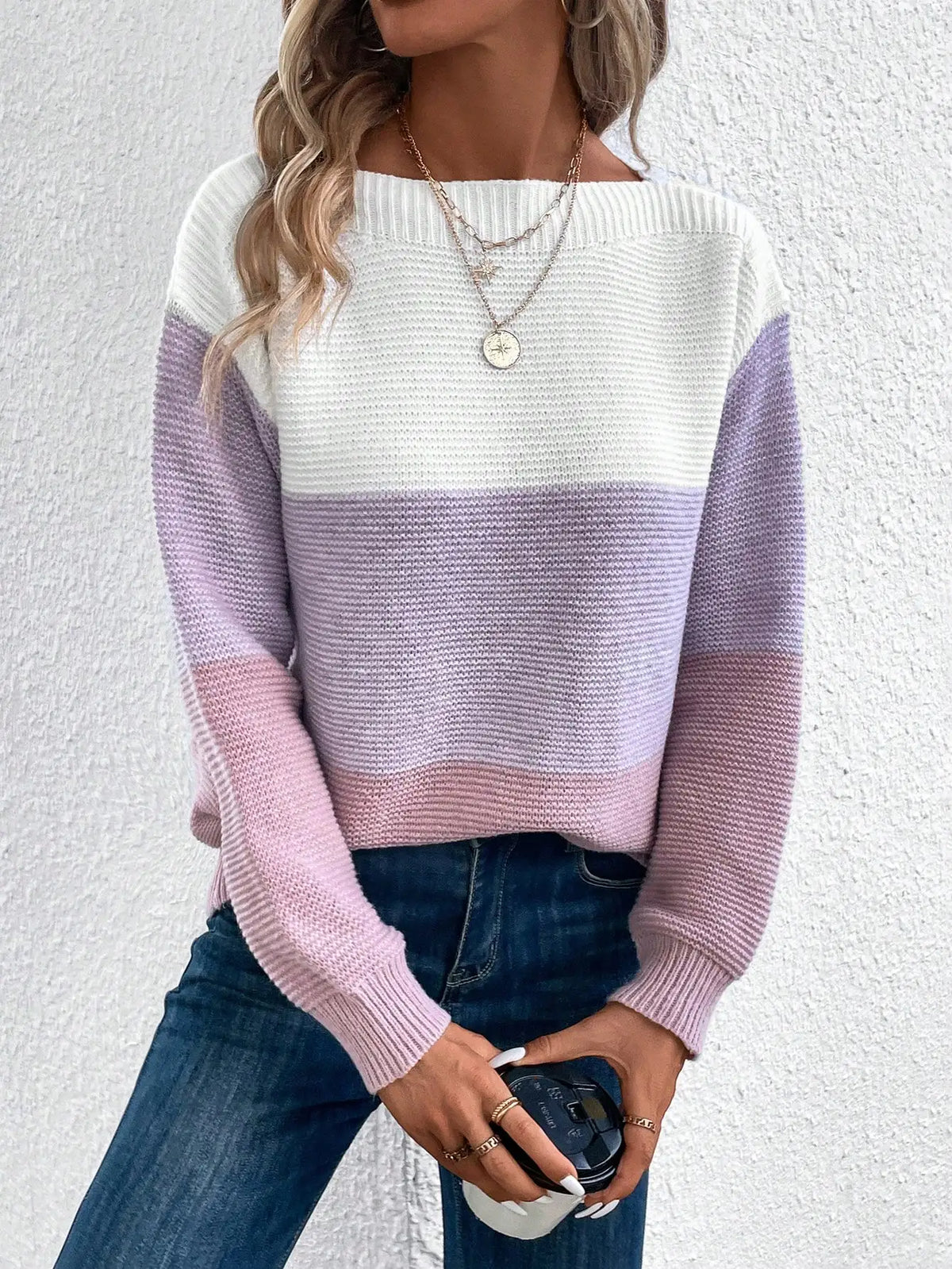 Elodie Chilton Patchwork Knit Sweater