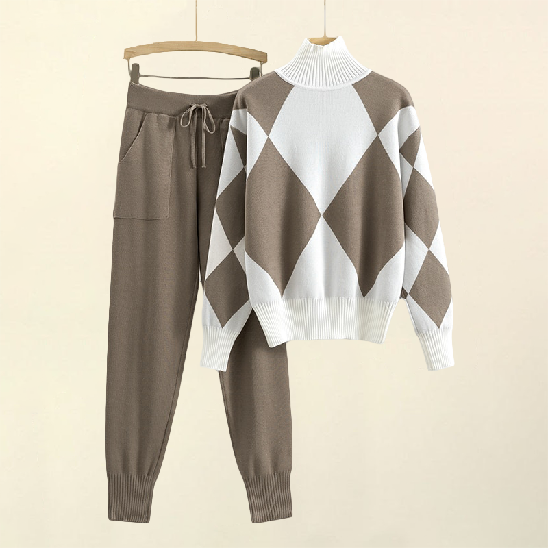 Winifred Pennington Argyle Knit Matching Set