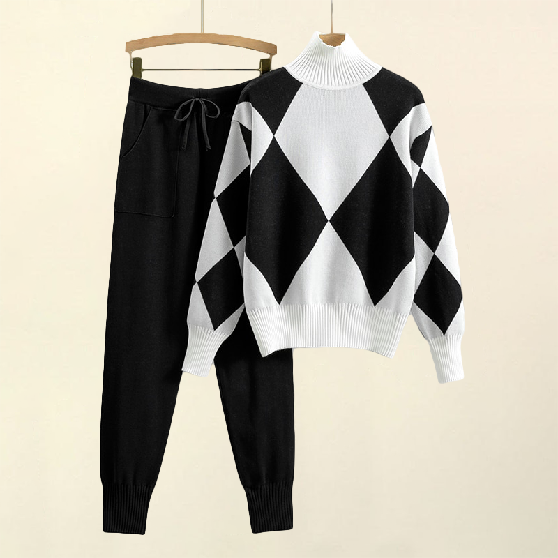 Winifred Pennington Argyle Knit Matching Set