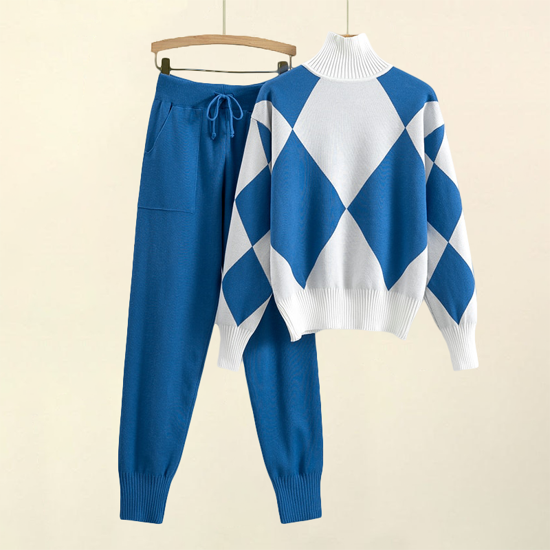 Winifred Pennington Argyle Knit Matching Set