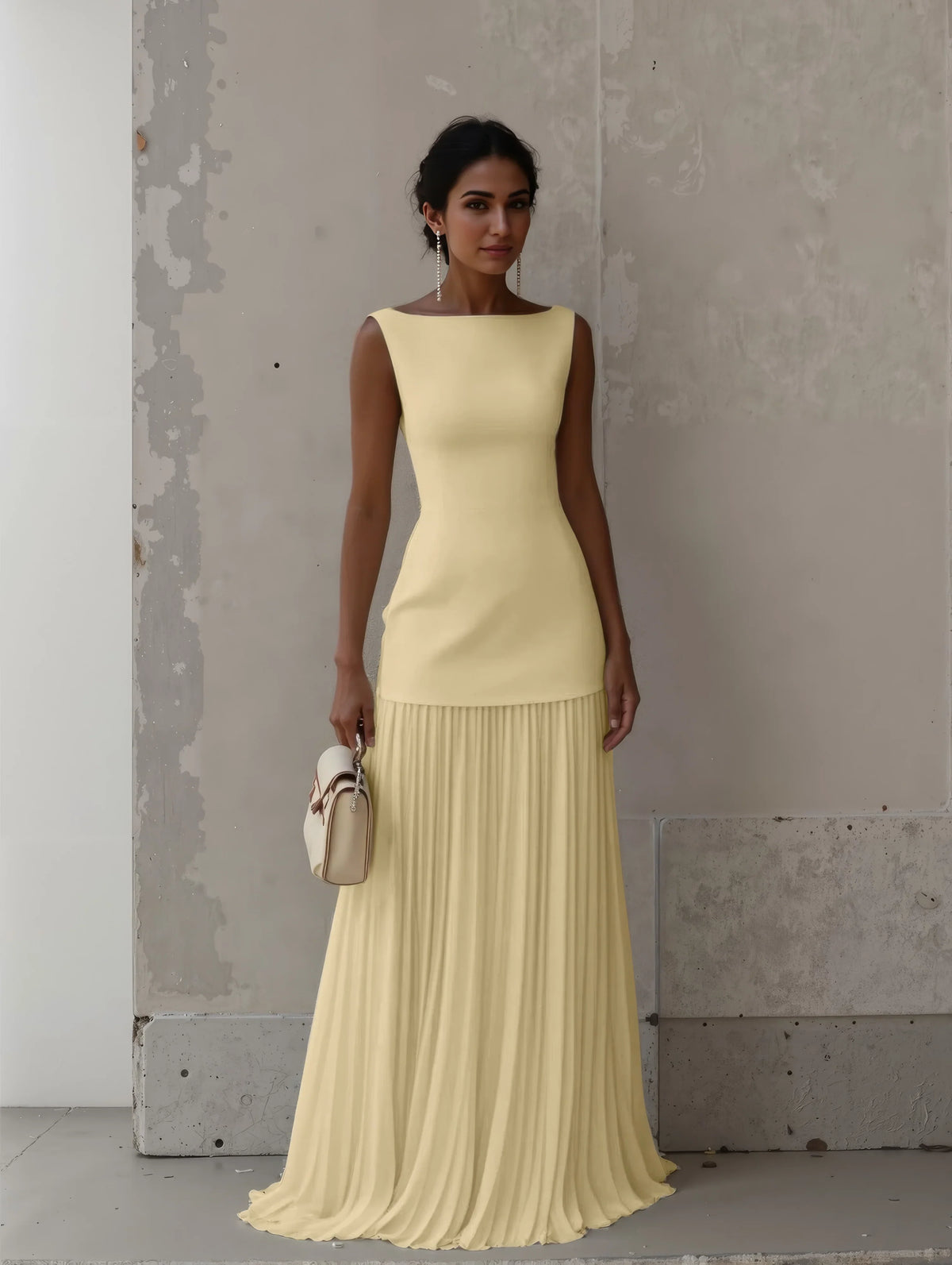 Céline Thorncroft Pleated Evening Midi Dress