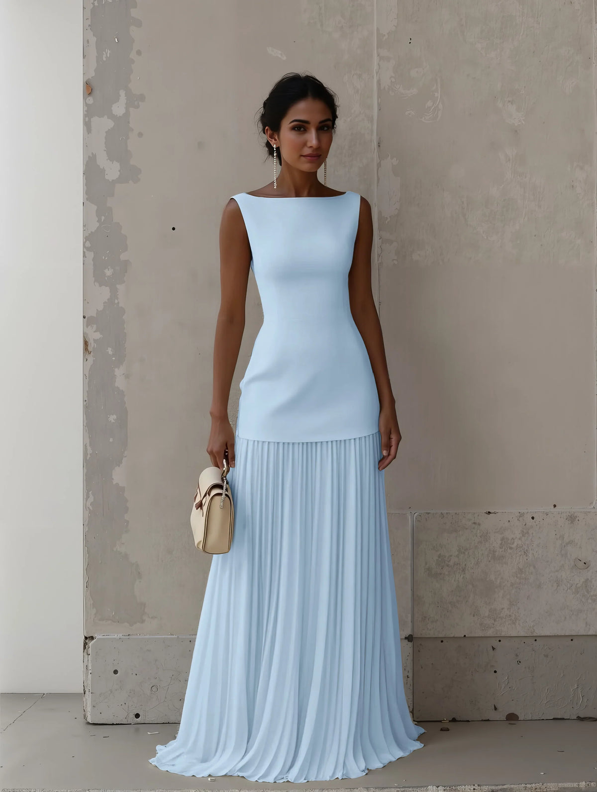 Céline Thorncroft Pleated Evening Midi Dress