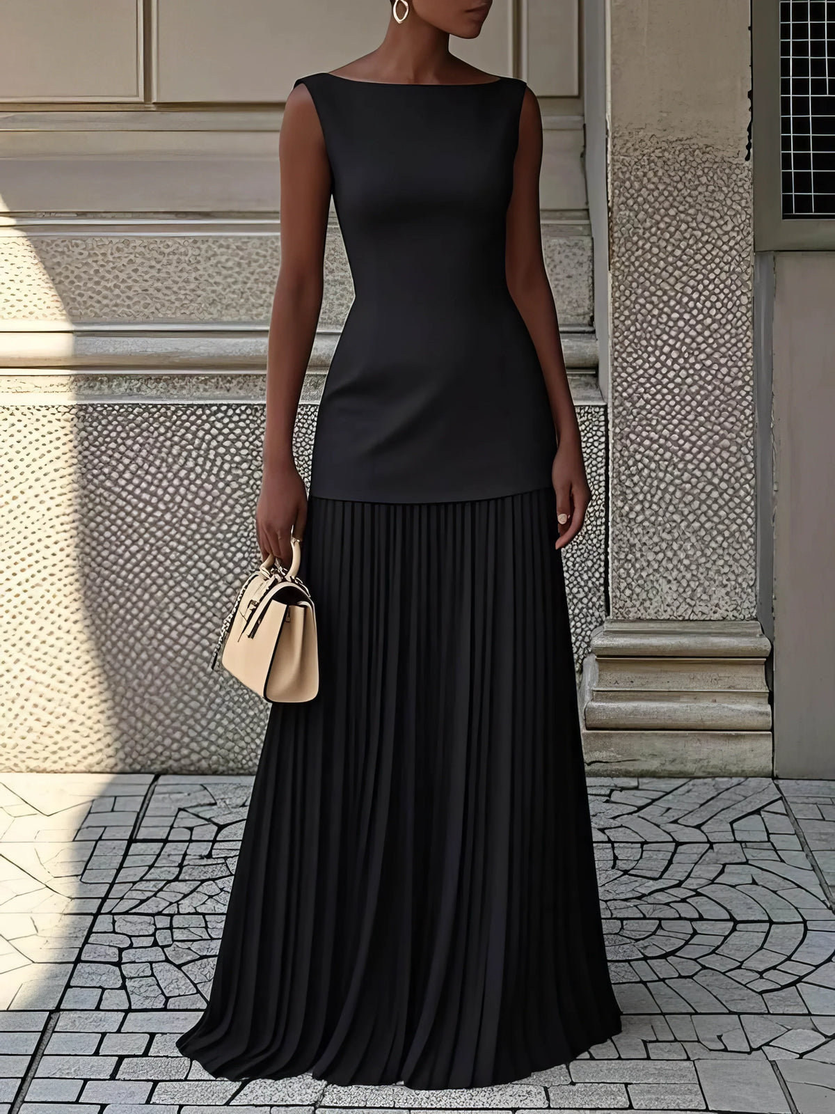 Céline Thorncroft Pleated Evening Midi Dress