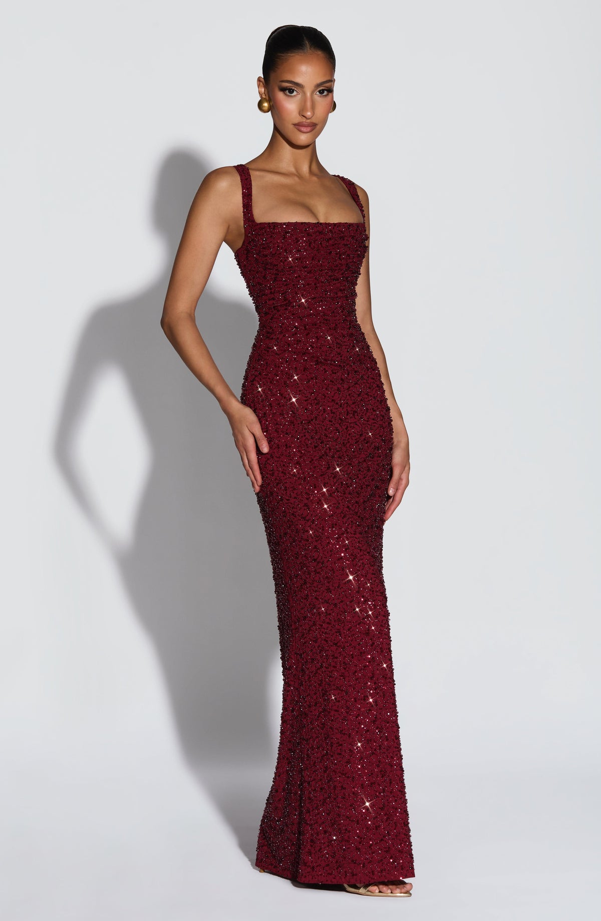 Sequin Harlow Corset Draped Maxi Dress