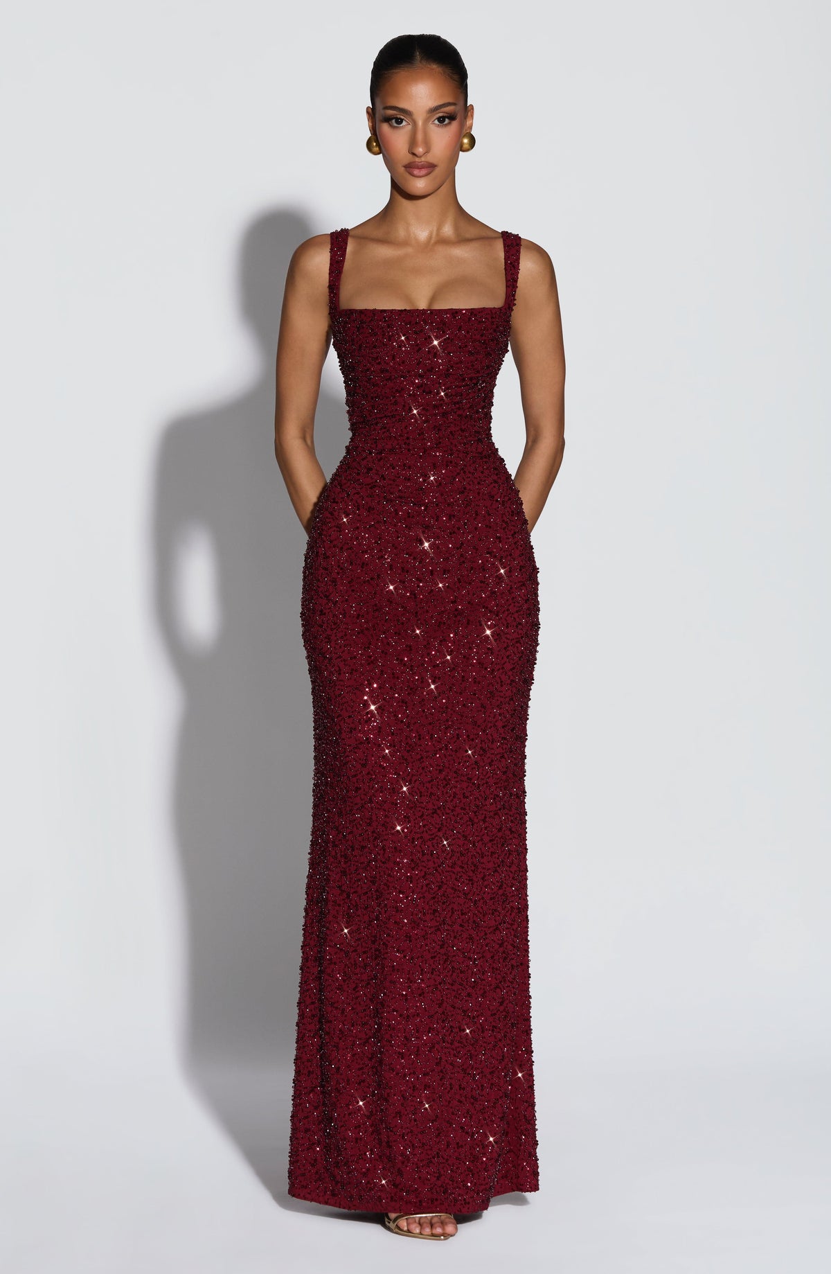 Sequin Harlow Corset Draped Maxi Dress