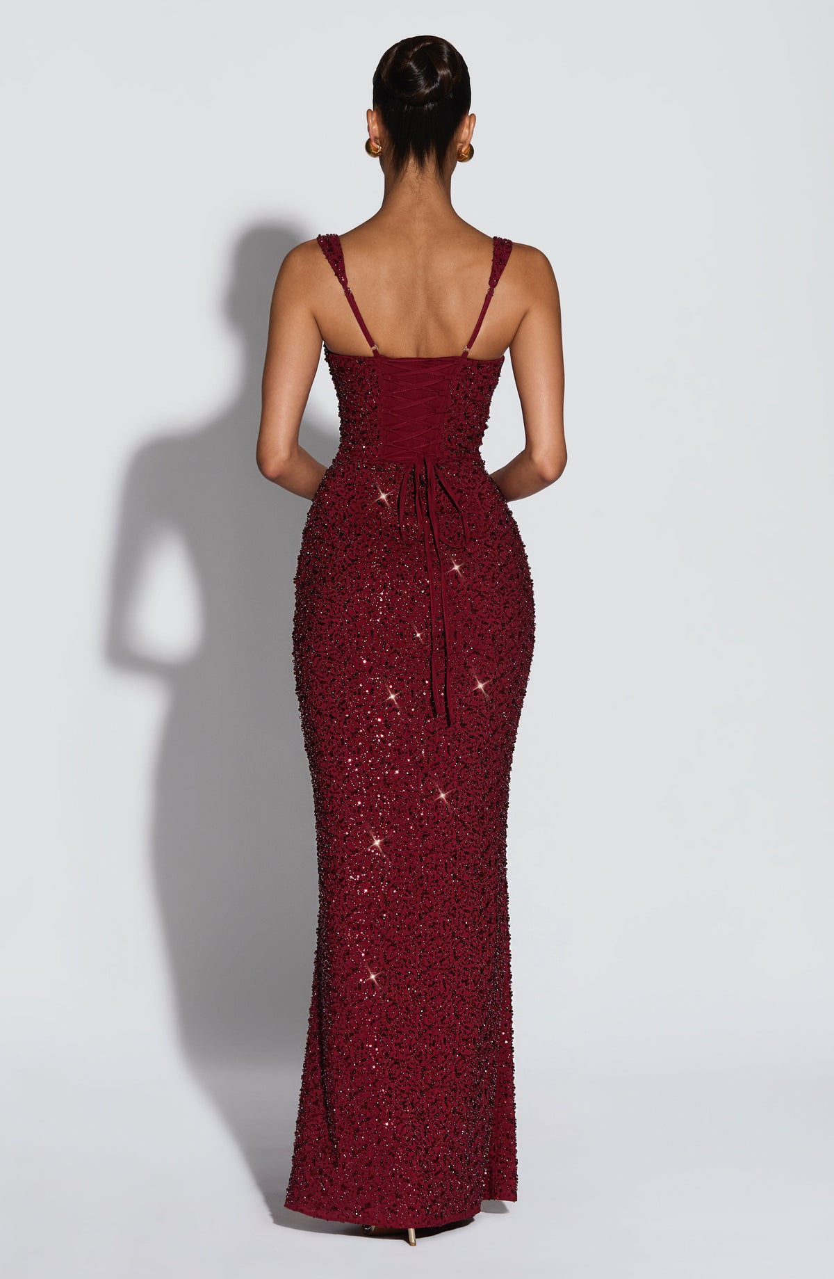 Sequin Harlow Corset Draped Maxi Dress