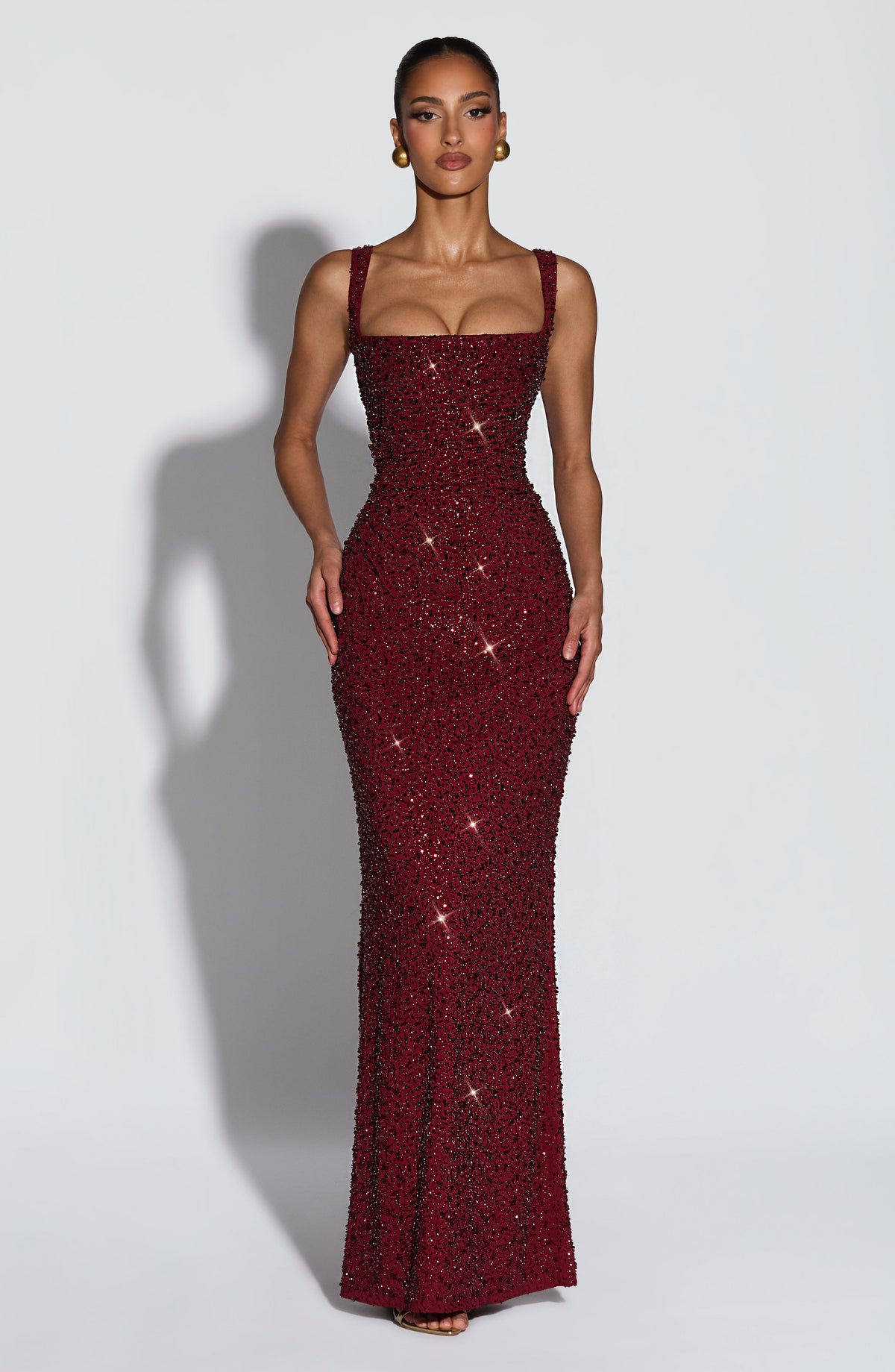 Sequin Harlow Corset Draped Maxi Dress