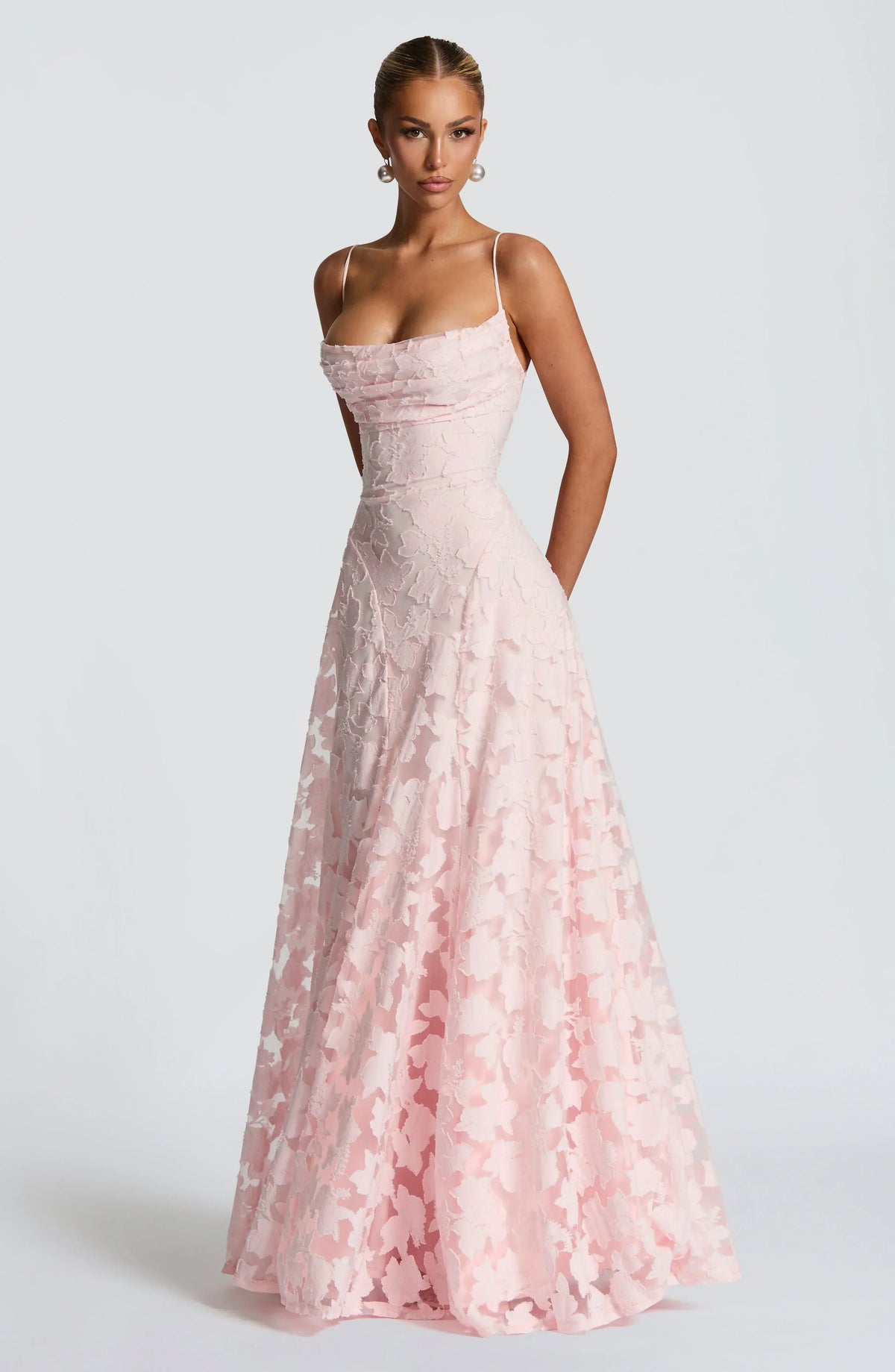 Cristina Grantham Draped Evening Maxi Dress