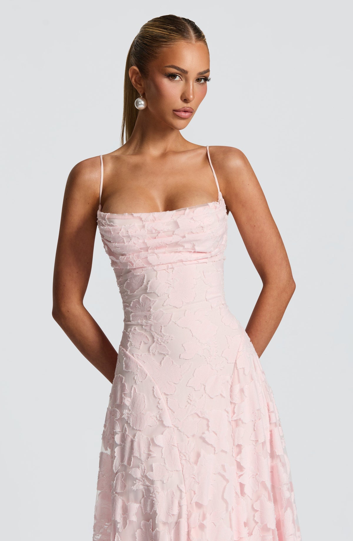 Cristina Grantham Draped Evening Maxi Dress