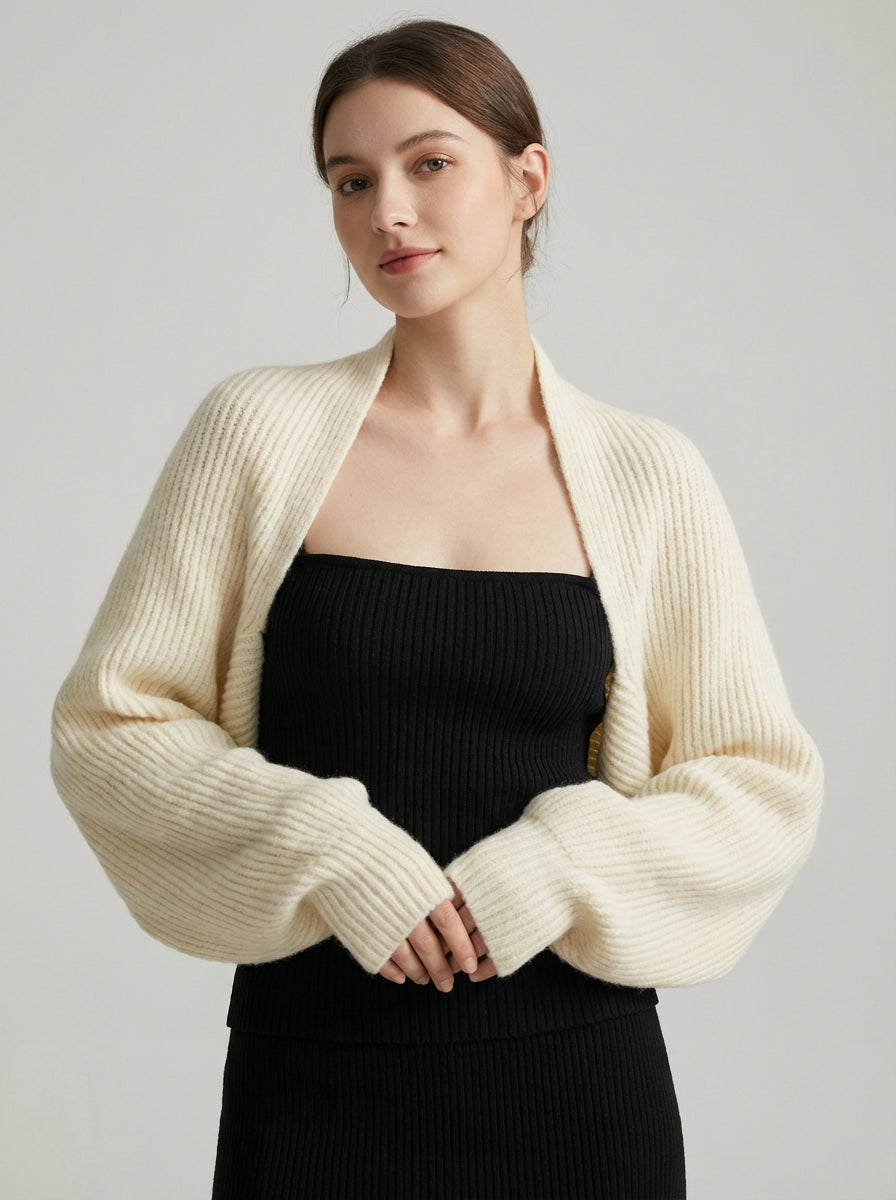 Dorothea Whitmore Balloon Sleeve Knit Cardigan