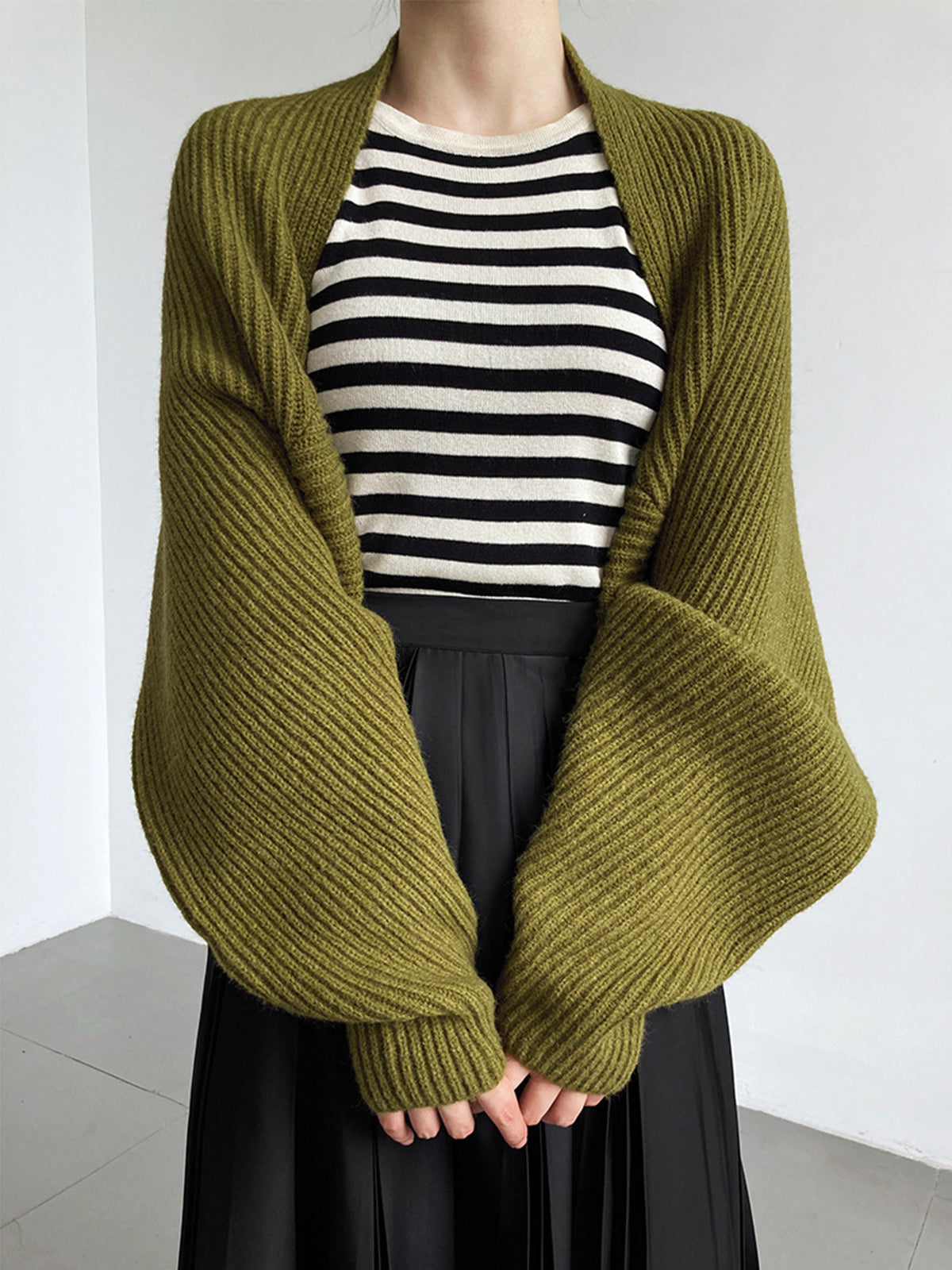Dorothea Whitmore Balloon Sleeve Knit Cardigan