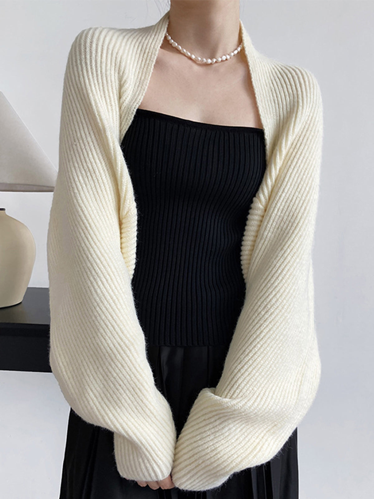 Dorothea Whitmore Balloon Sleeve Knit Cardigan