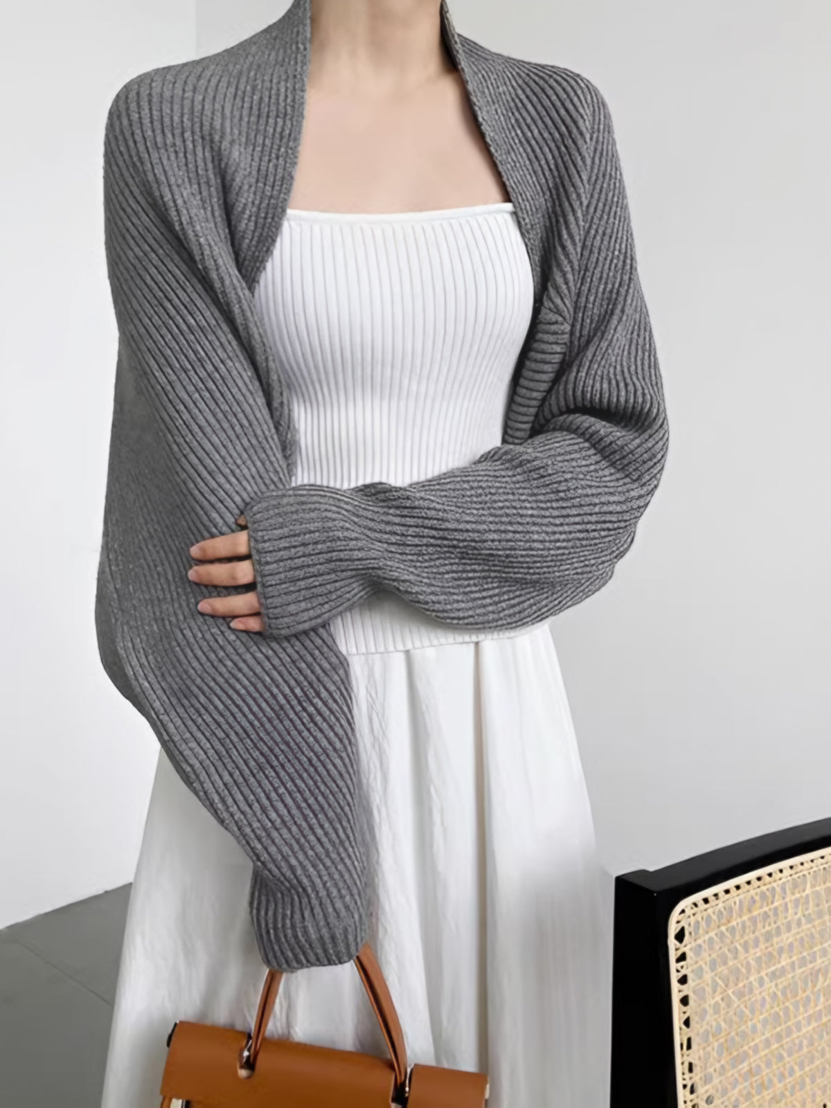 Dorothea Whitmore Balloon Sleeve Knit Cardigan