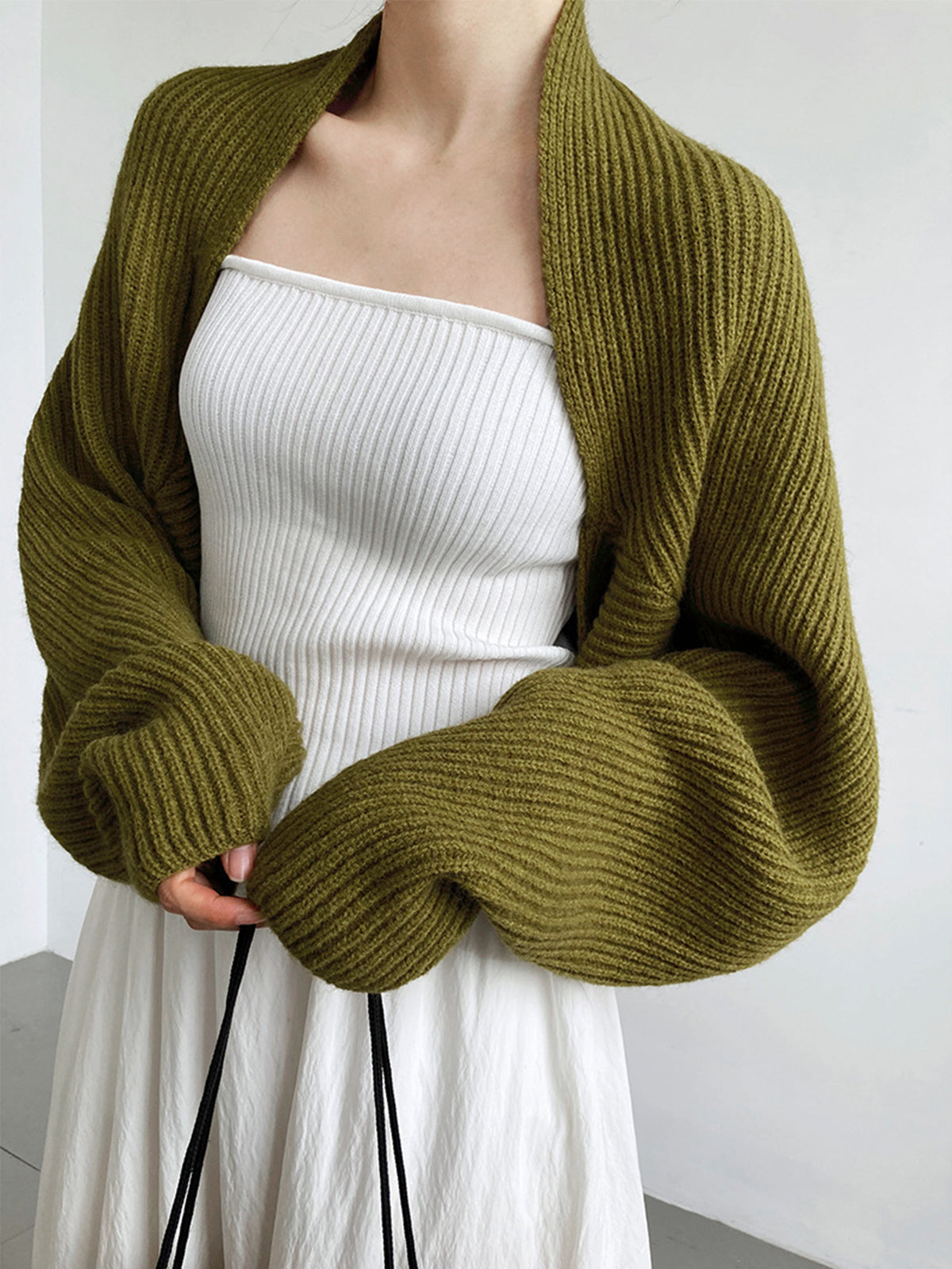 Dorothea Whitmore Balloon Sleeve Knit Cardigan